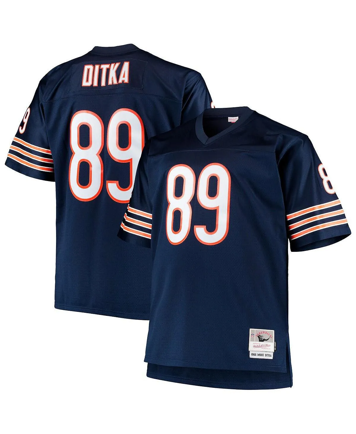 Men's Mike Ditka Navy Chicago Bears Big and Tall 1966 T-shirt Replica Mitchell & Ness senior jersey, blue