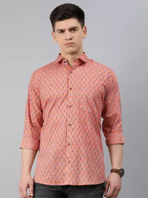 Men's Peach Cotton Full Sleeves Shirts For Men - Taantav