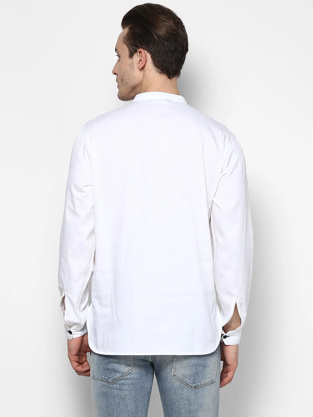 Men's White Pure Cotton Shirt Kurta - Even Apparels