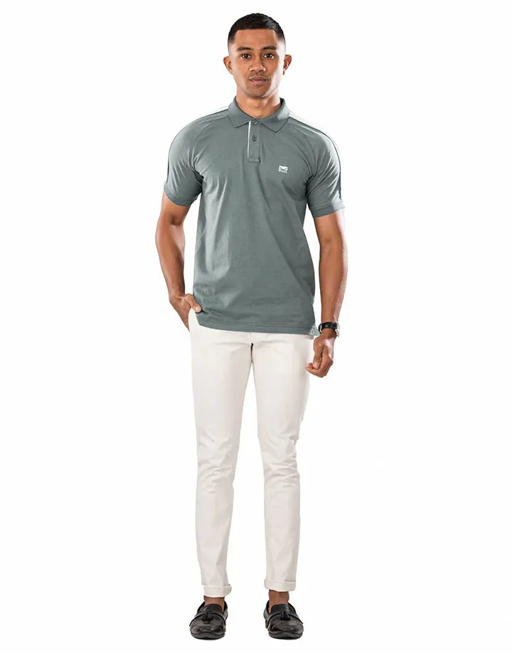 Moose Men’s Edgy Bi–Color Polo T–Shirt