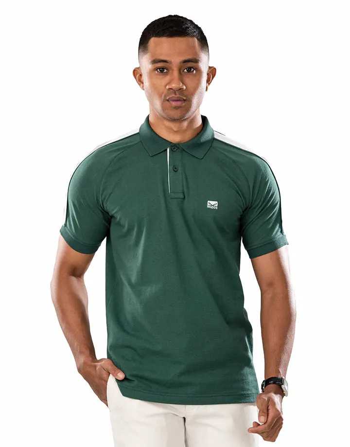 Moose Men’s Edgy Bi–Color Polo T–Shirt