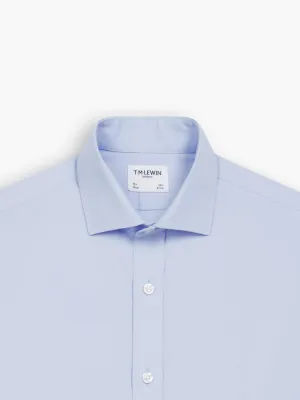 Non-Iron Light Blue Poplin Fitted Single Cuff Classic Collar Shirt