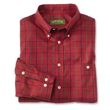 Orvis Men's Wrinkle Free Cotton L/S Shirt/Red