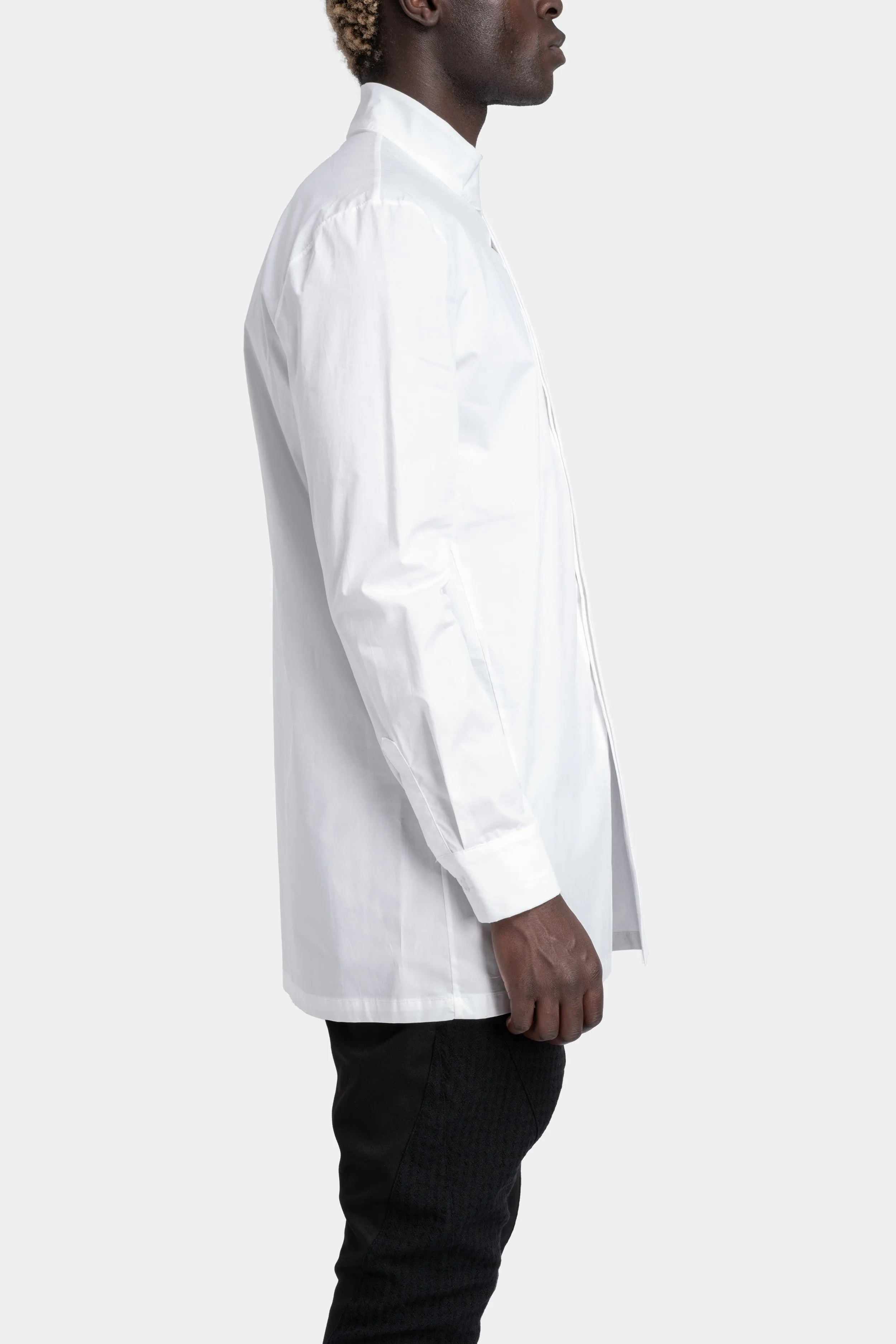 Overlap collar shirt, White