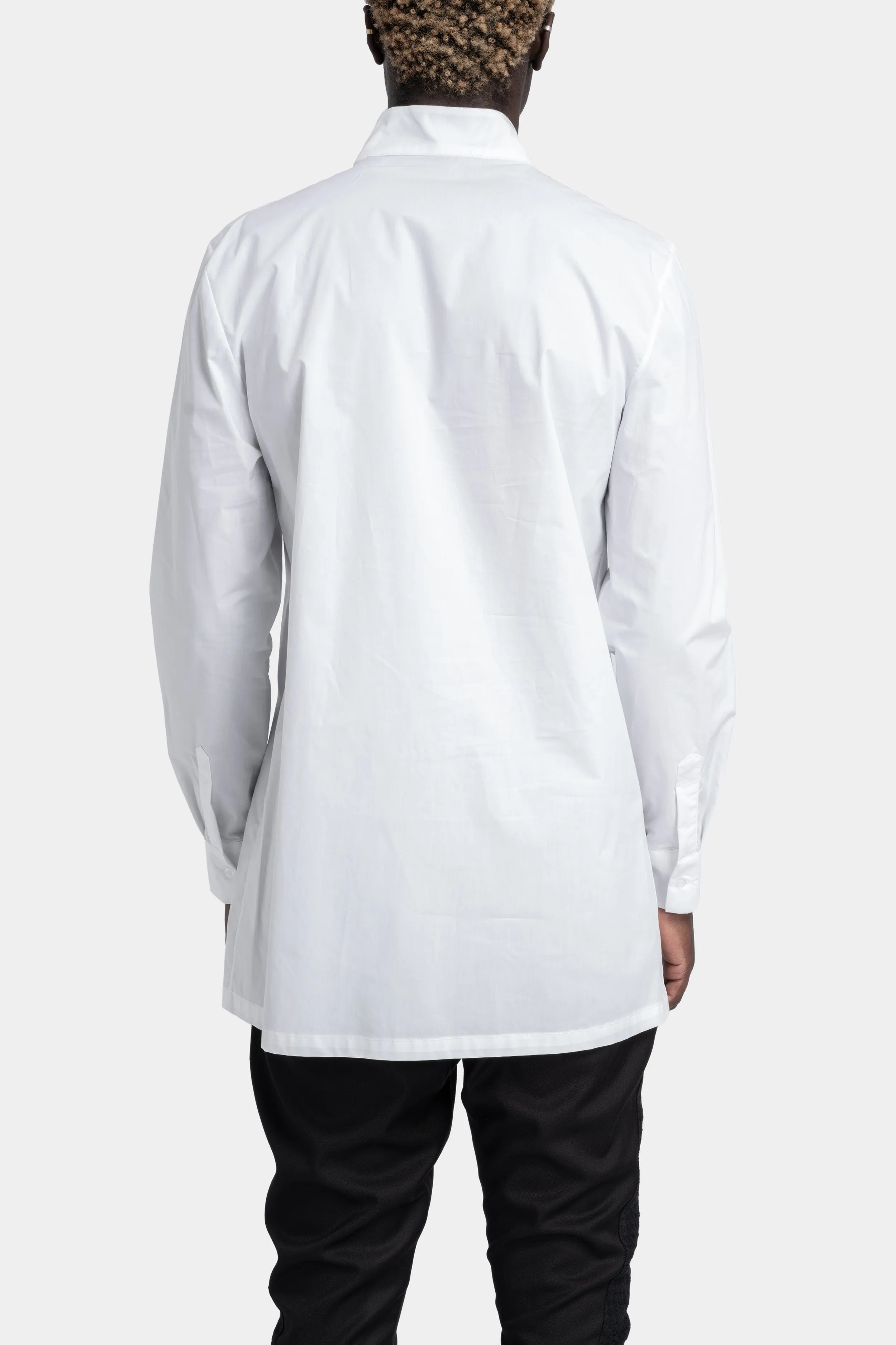 Overlap collar shirt, White