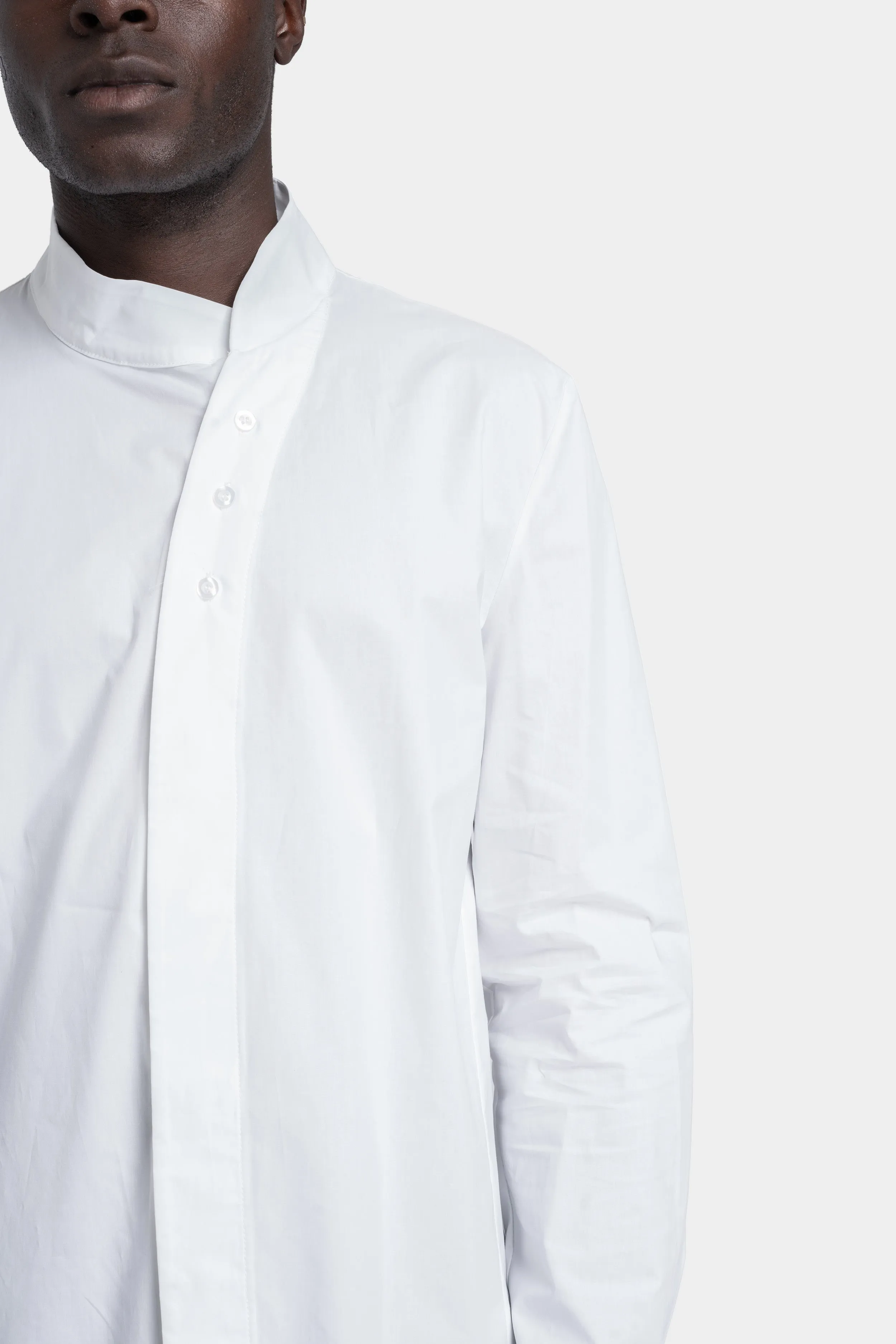 Overlap collar shirt, White