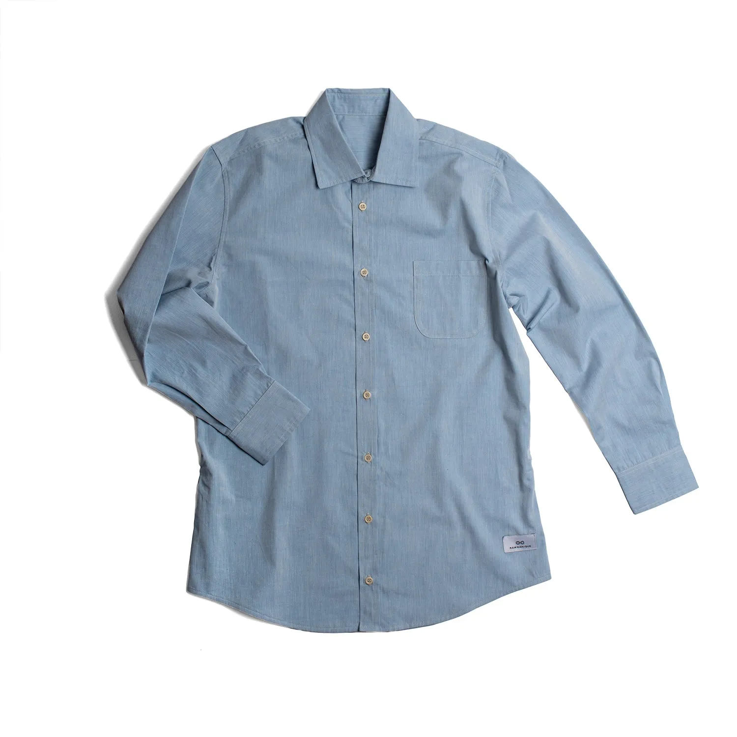 100% Organic Cotton Long-Sleeve Shirt by PARK PLACE with Biodegradable Nut Buttons (Plastic-Free)