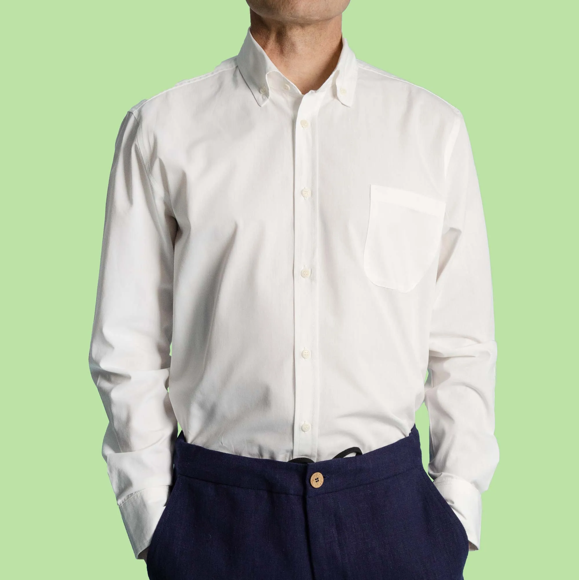 100% Organic Cotton Long-Sleeve Shirt by PARK PLACE with Biodegradable Nut Buttons (Plastic-Free)