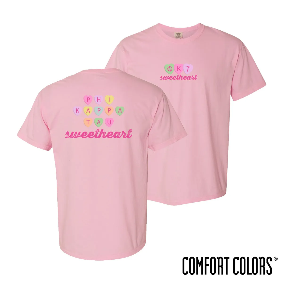 Phi Tau Comfort Colors Candy Hearts Short Sleeve Tee