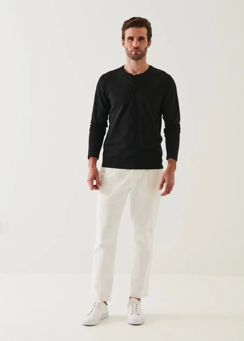 PIMA COTTON STRETCH HENLEY  - BLACK