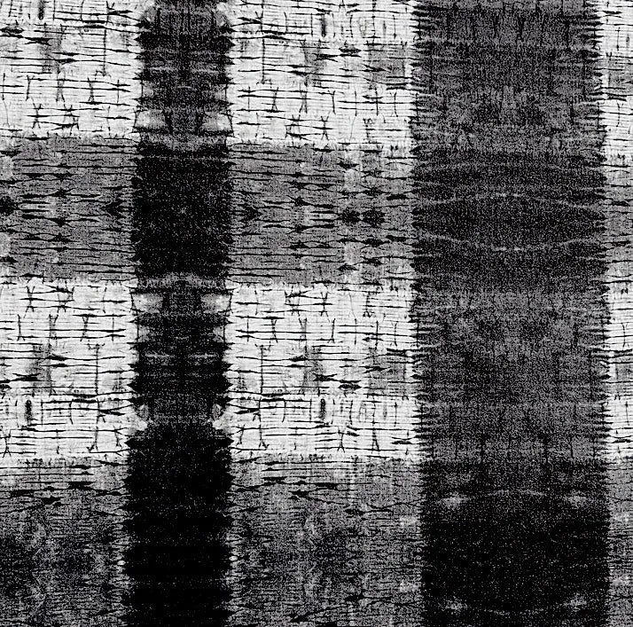 'Pleat Plaid Shibori Black' Art Cotton Print by Kim Eichler-Messmer, 44" Wide, By the Yard # 1452