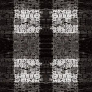 'Pleat Plaid Shibori Black' Art Cotton Print by Kim Eichler-Messmer, 44" Wide, By the Yard # 1452