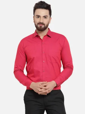 Red Men'S Cotton Polka Dots Formal Shirts