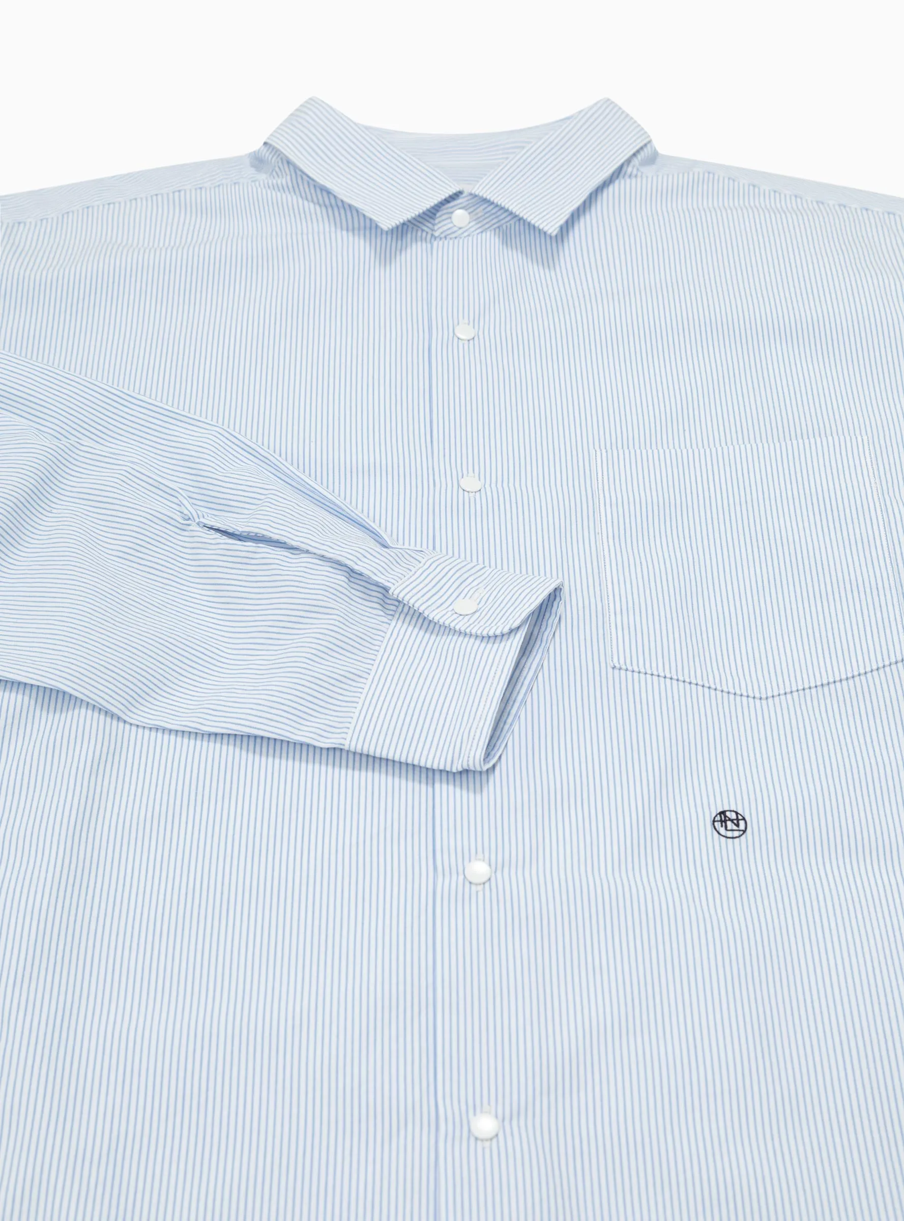 Regular Collar Wind Shirt Blue & White Stripe