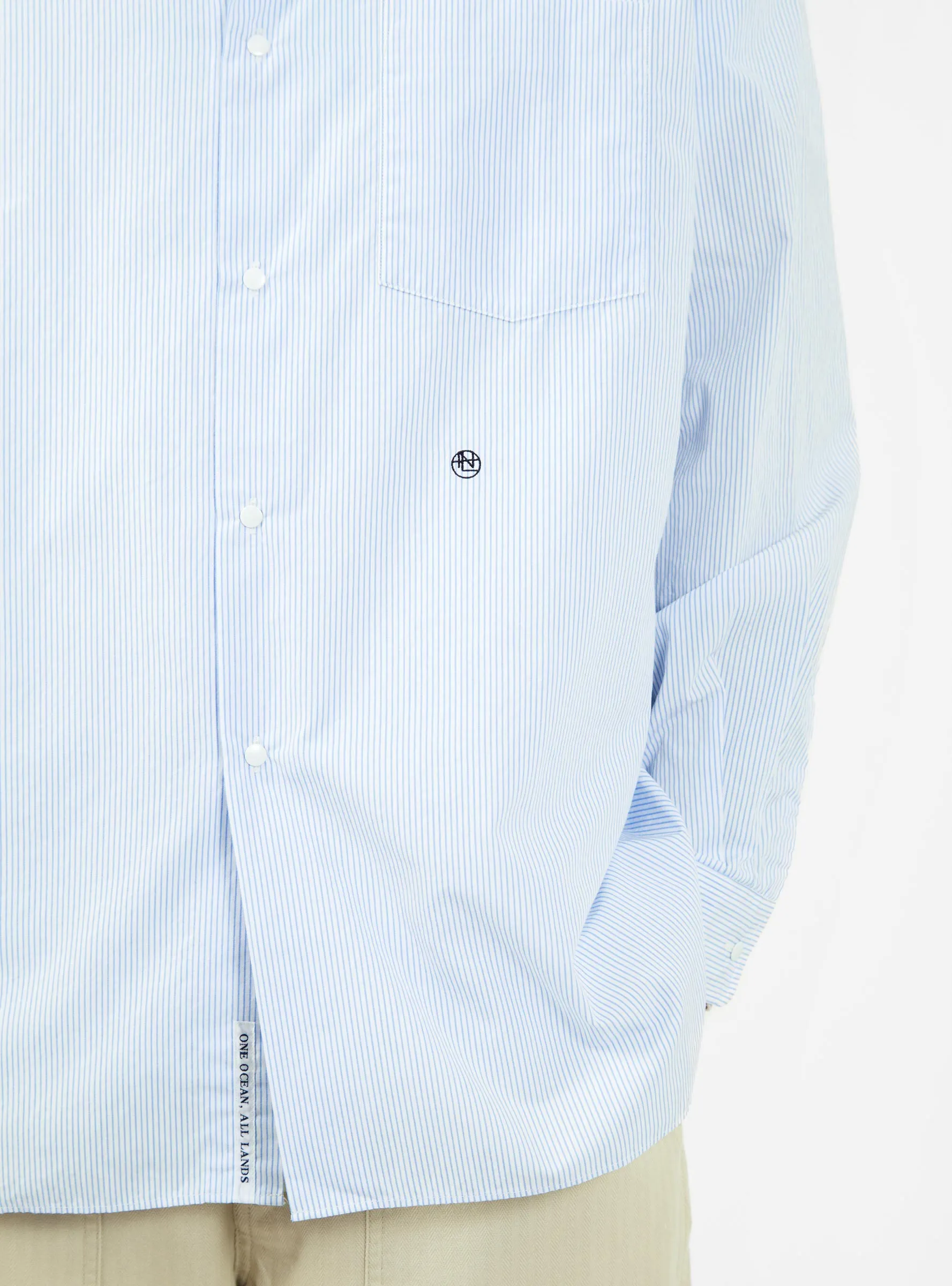 Regular Collar Wind Shirt Blue & White Stripe