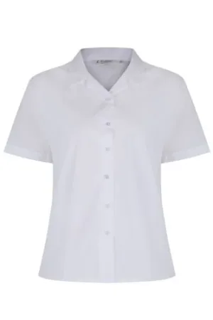 Rever Collar White Blouse - Short Sleeve (Twin Pack)