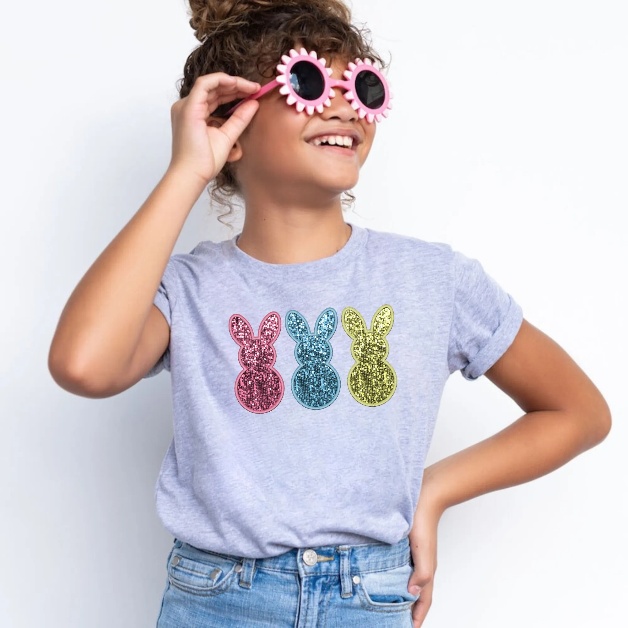 Sequin Easter Bunny Shirt for Girls