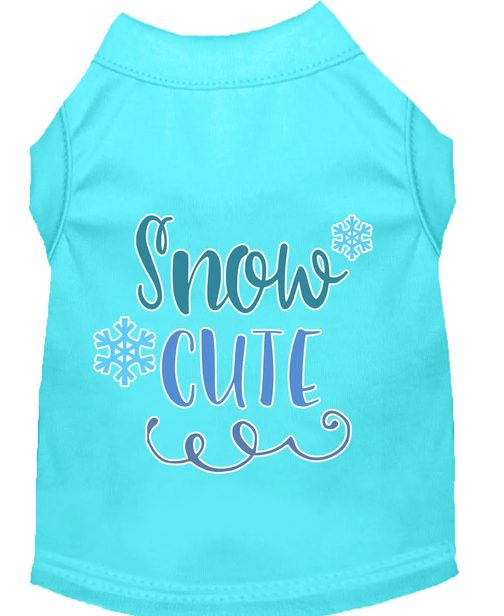 Snow Cute Screen Print Dog Shirt Aqua Sm