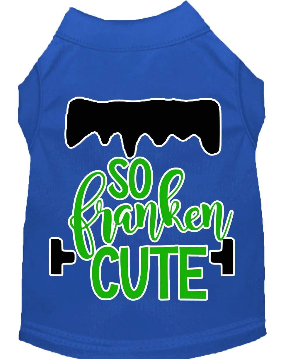 So Franken Cute Screen Print Dog Shirt Blue Sm