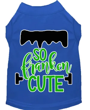 So Franken Cute Screen Print Dog Shirt Blue Sm