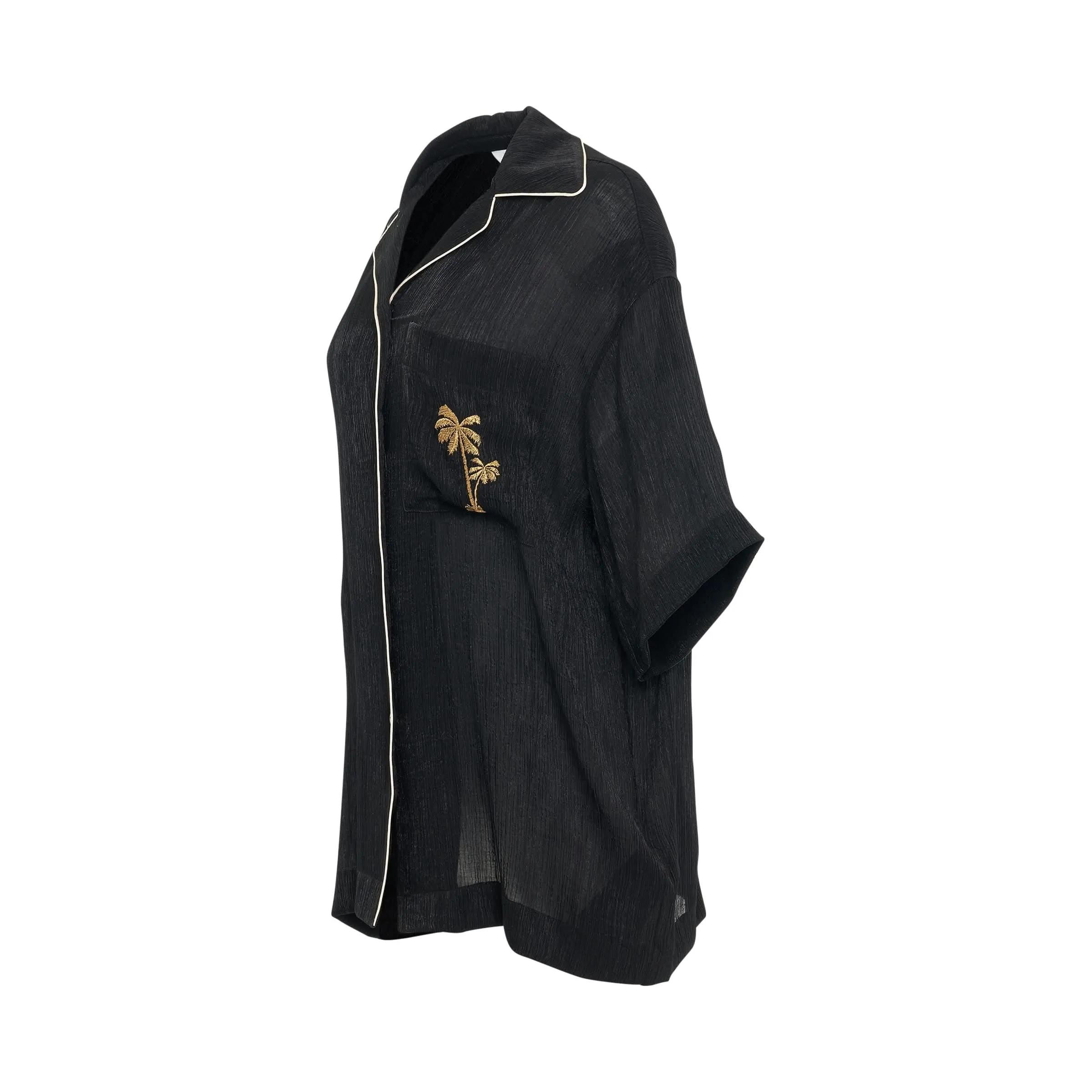 Soiree Logo-Embroidered Bowling Shirt in Black/Gold