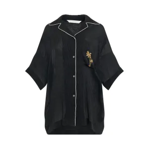 Soiree Logo-Embroidered Bowling Shirt in Black/Gold