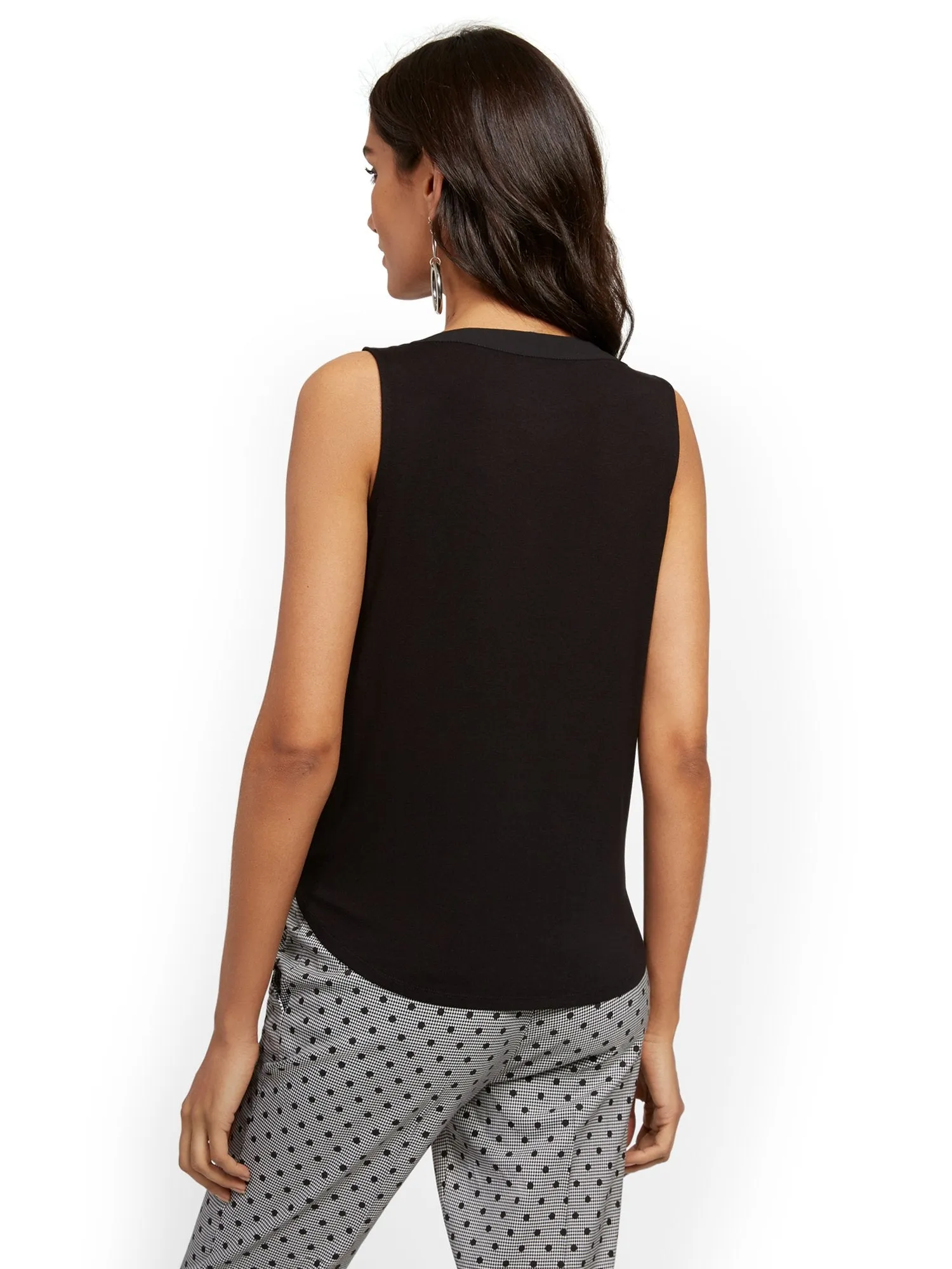 Split-Neck Sleeveless Top