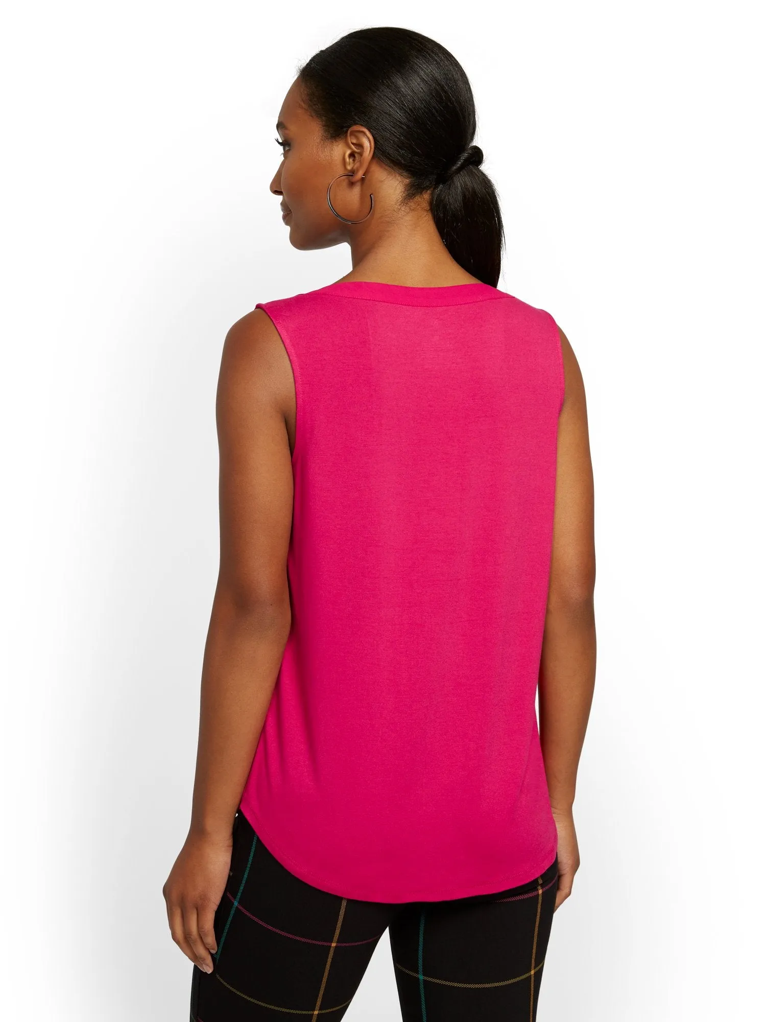 Split-Neck Sleeveless Top