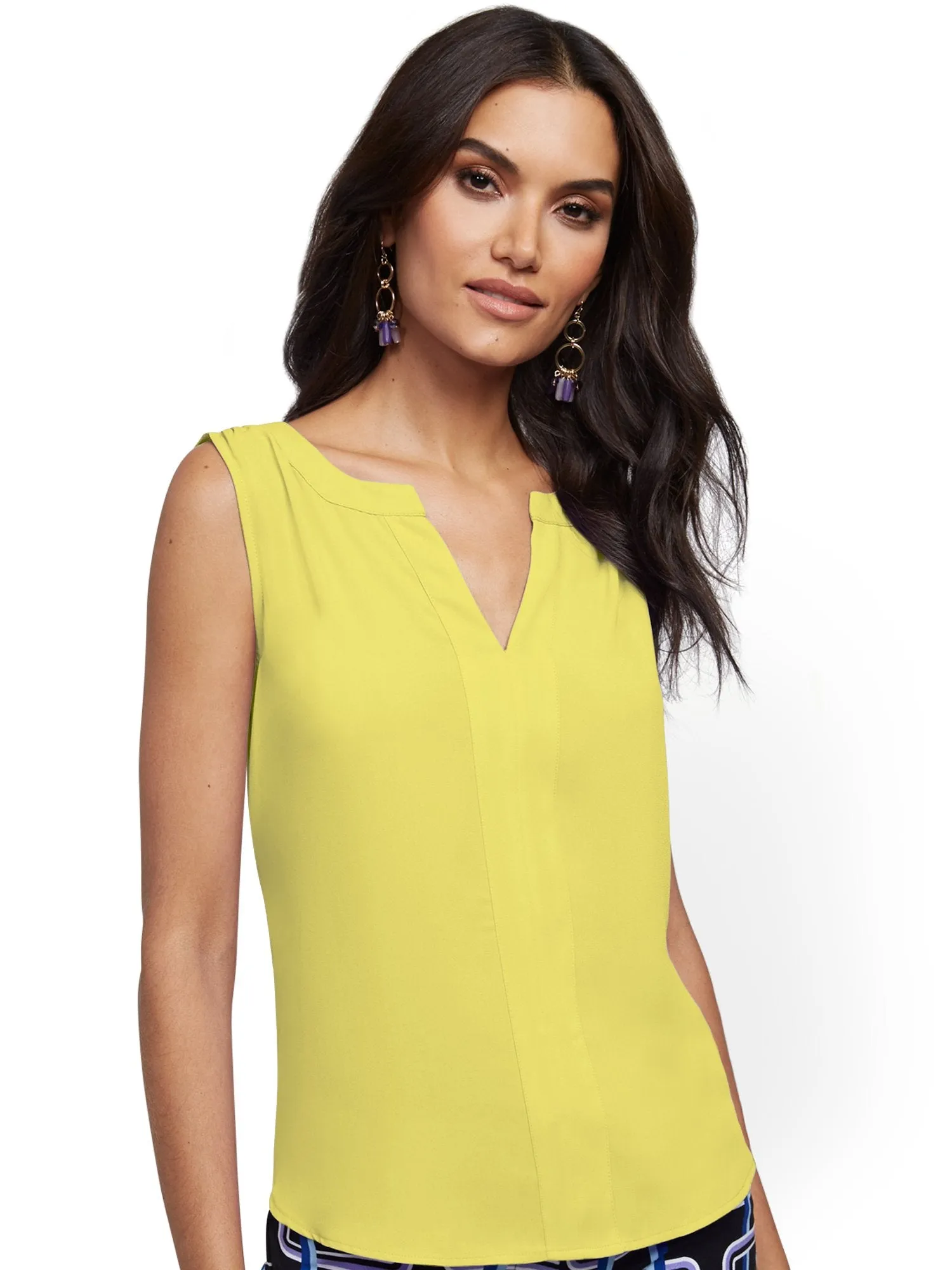 Split-Neck Sleeveless Top