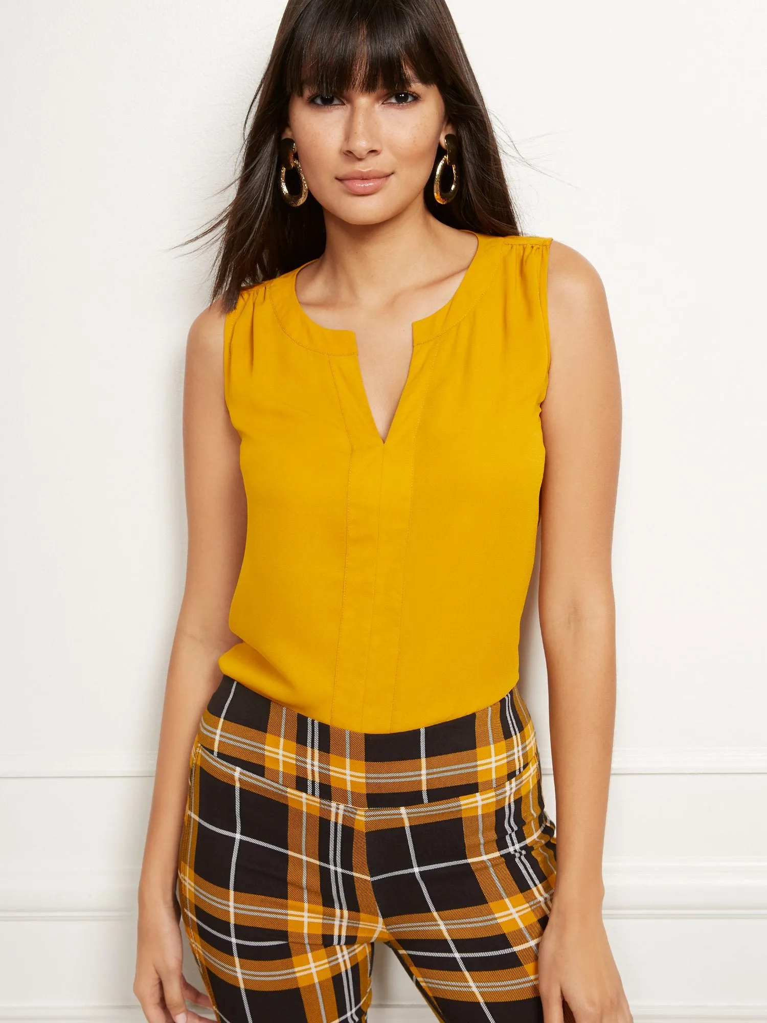 Split-Neck Sleeveless Top