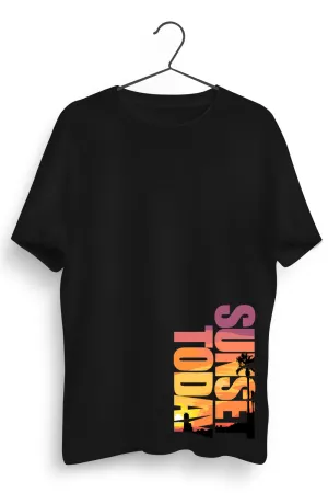 Sunset Today Graphic Printed Black Tshirt