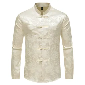 The Dragon Mandarin Collar Long Sleeve Shirt - Multiple Colors