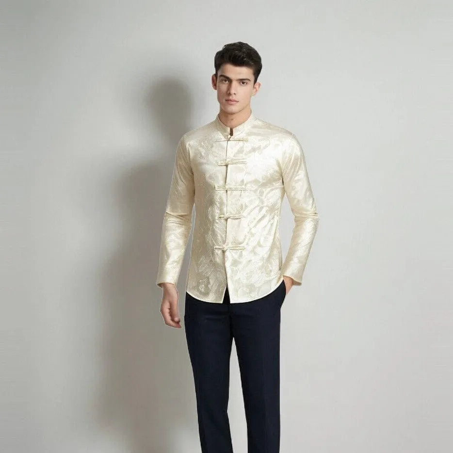 The Dragon Mandarin Collar Long Sleeve Shirt - Multiple Colors