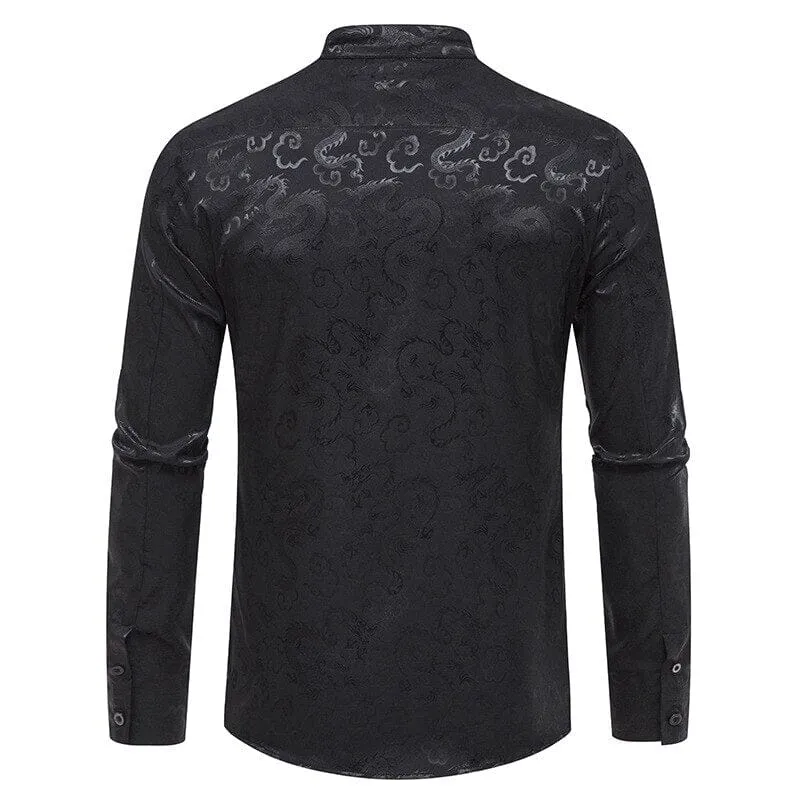 The Dragon Mandarin Collar Long Sleeve Shirt - Multiple Colors