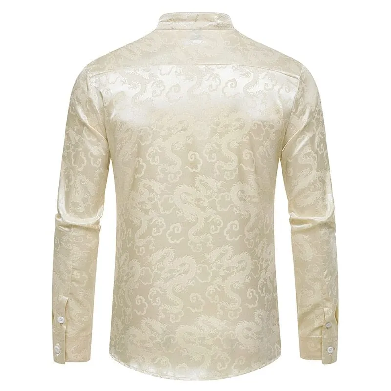 The Dragon Mandarin Collar Long Sleeve Shirt - Multiple Colors