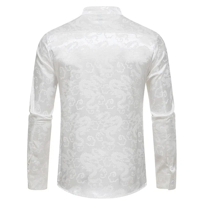 The Dragon Mandarin Collar Long Sleeve Shirt - Multiple Colors