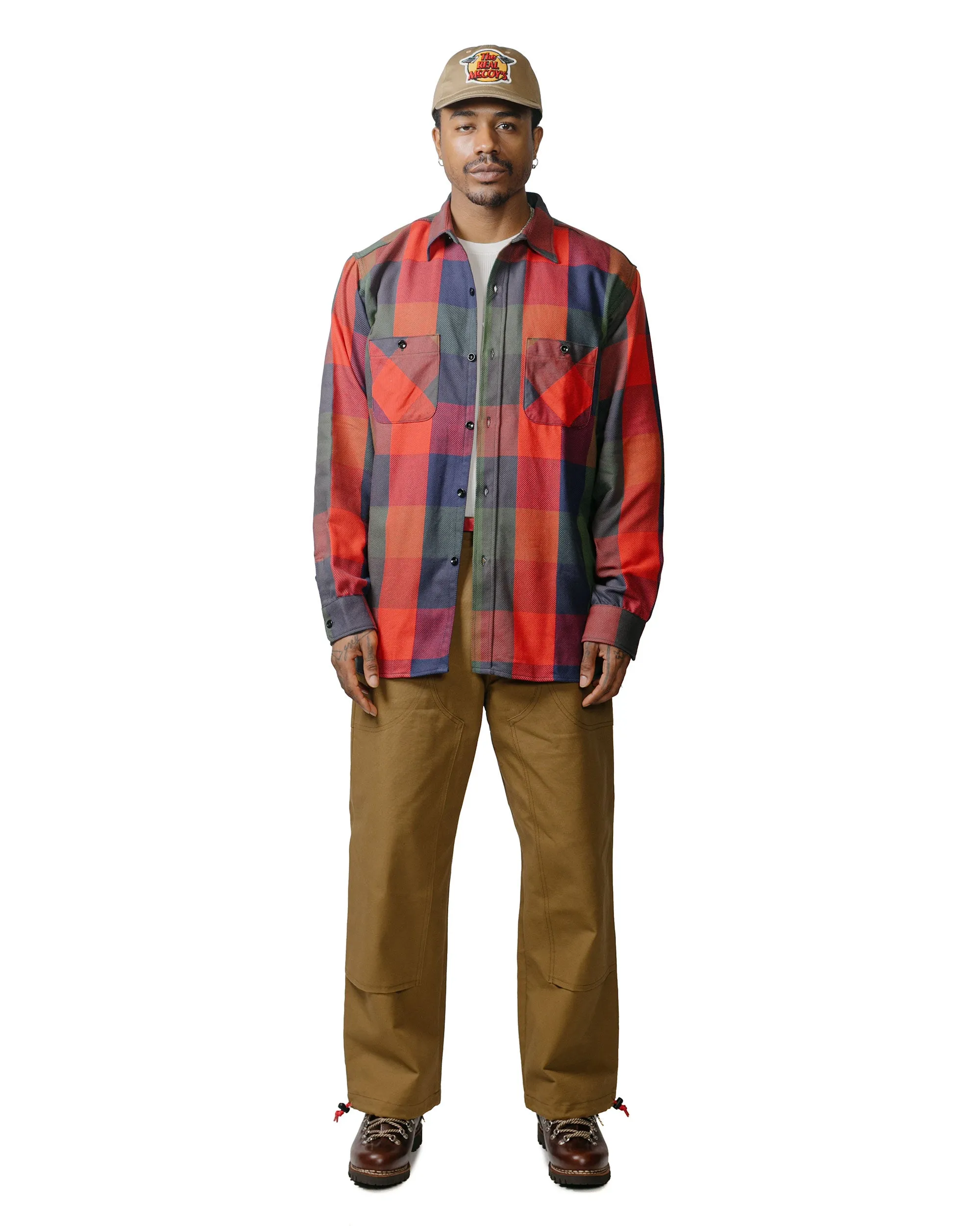 The Real McCoy's MS23105 8HU Multicolour Check Flannel Shirt Tri Colour