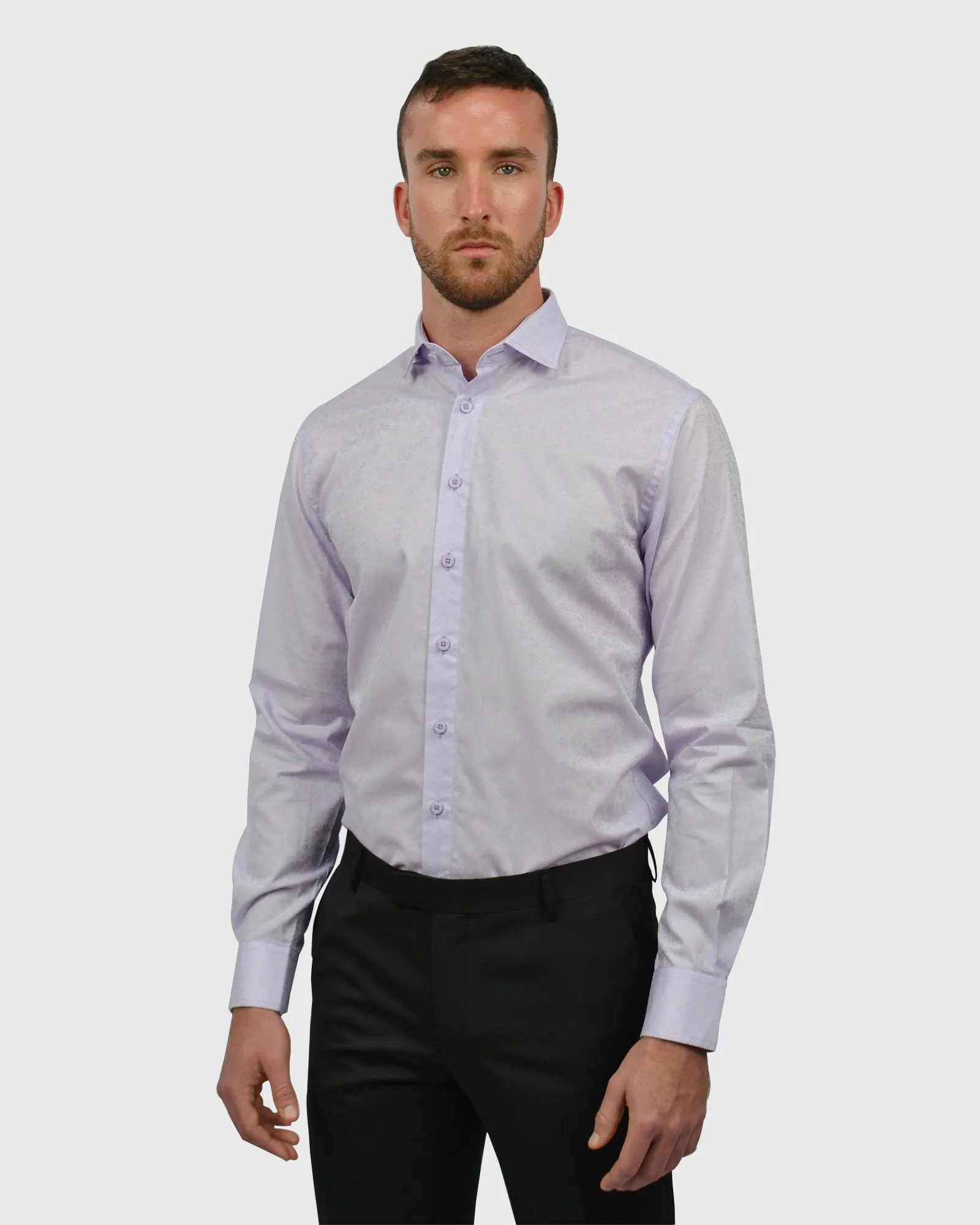 VINCENT & FRANKS S194S6720-09 LAVENDER JACQUARD SLIM SC SHIRT