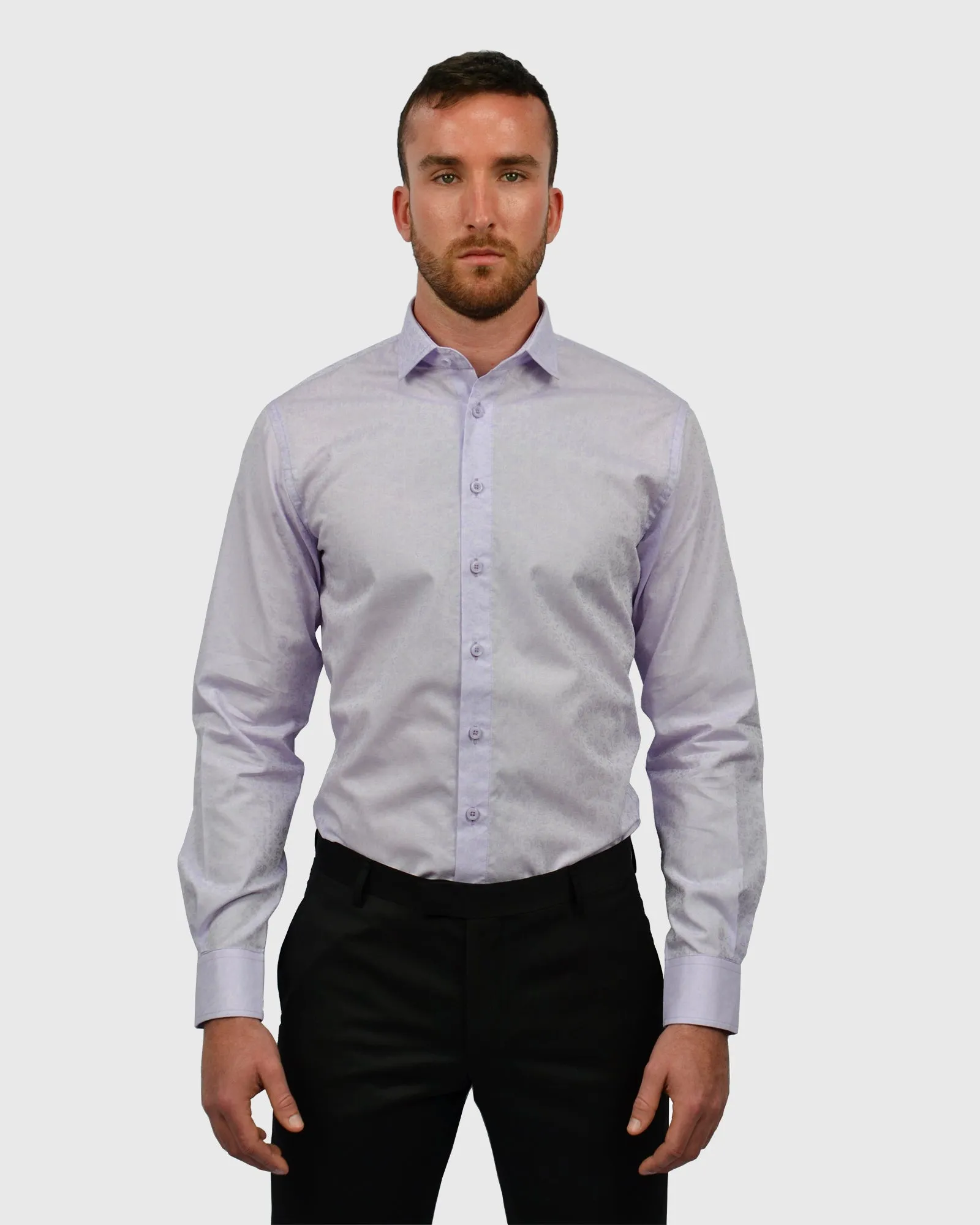 VINCENT & FRANKS S194S6720-09 LAVENDER JACQUARD SLIM SC SHIRT