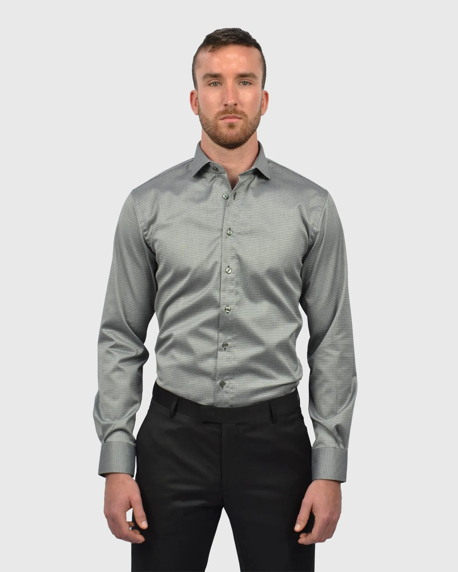 VINCENT & FRANKS S19CH0137 CHARCOAL HERRINGBONE TWILL SLIM SC SHIRT