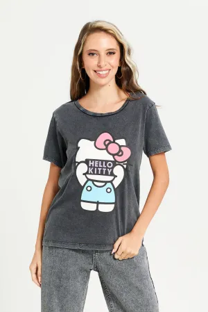 Women Charcoal Hello Kitty Printed T-Shirt