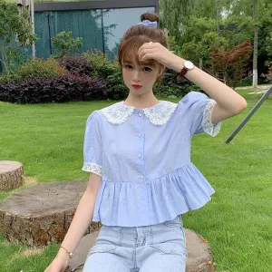 Women's Cute Lace Peter Pan Collar Shirts