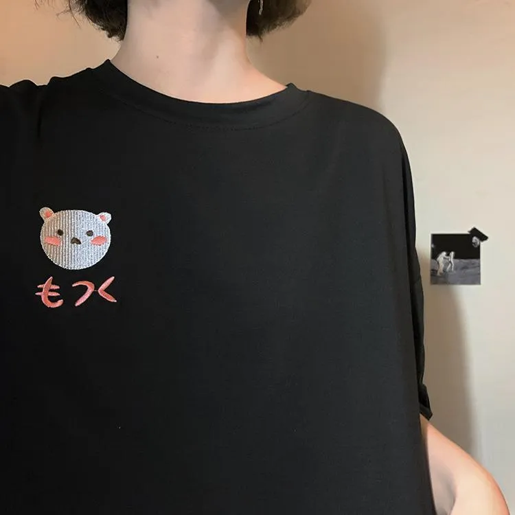 Women's Cute Panda Embroidered T-shirts